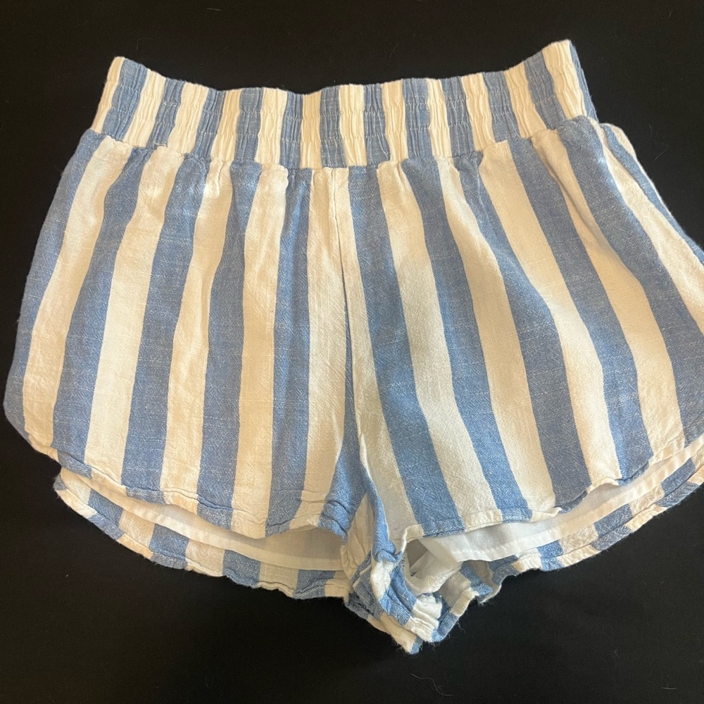 Forever 21 Blue and White High Waist Striped Shorts